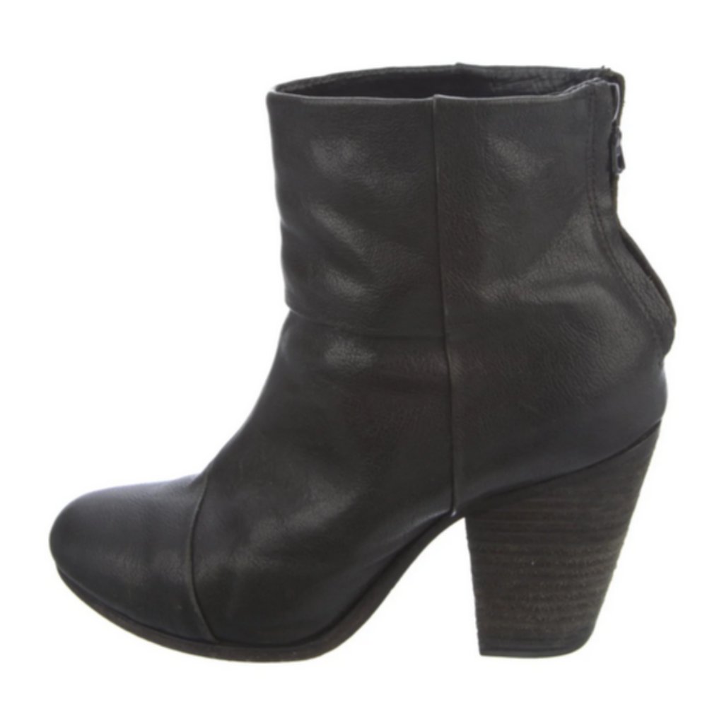 Rag & Bone Black Leather Ankle Booties Zip Back Chic! Size 8.5